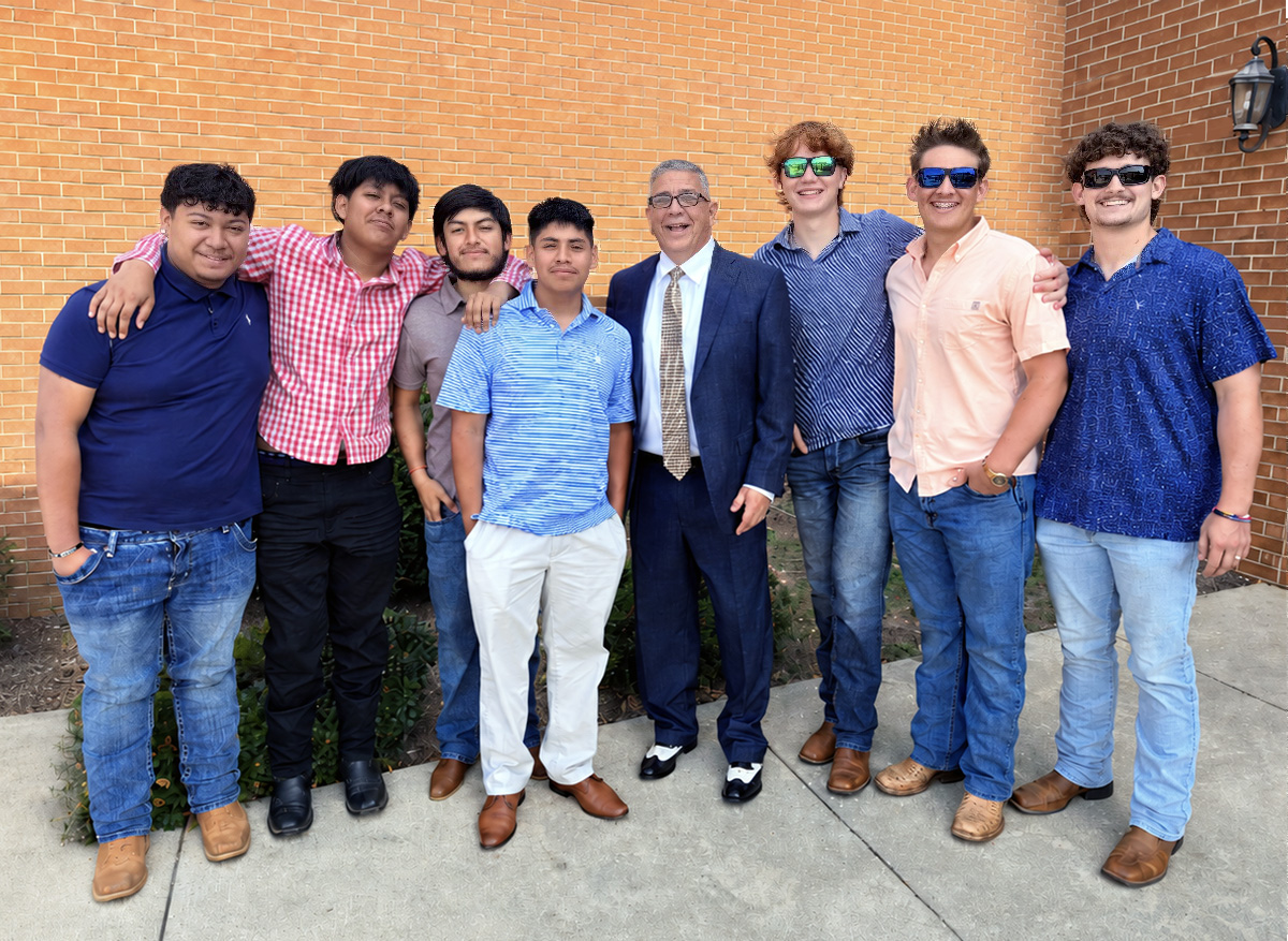 Jay Adam Pearson with a group of his Career and Technical Education students